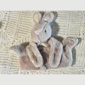 KellyToy Bunny Rabbit Lovey Flatties Gray Pink Plush Crinkle Security Blanket